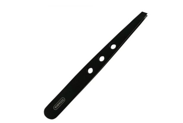 Titania's Black Slanted Stainless Steel Tweezers x 24