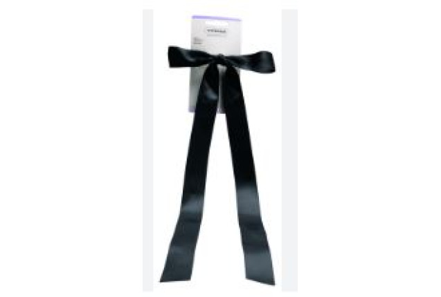 Black Satin Bow Barrette Clip – 13.5cm x 6