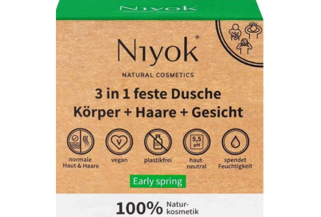 Niyok 3 in 1 Solid Shower Bar – Body, Hair & Face | Early Spring (80g)