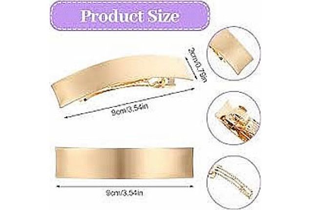 Elegant Gold Barrette Clip – 5.5 cm Metal Hair Accessory x 6