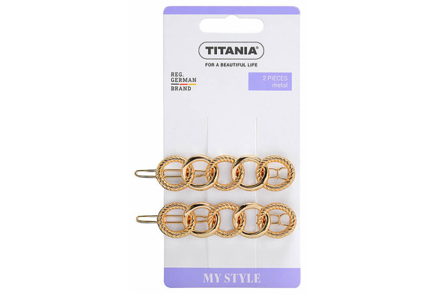 Hair Clips Metal "Chain" Gold – 7 cm (2 Pieces) x 6