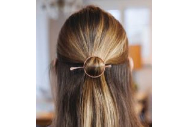 Gold Hair Clip – Metal "Circle" Design x 6