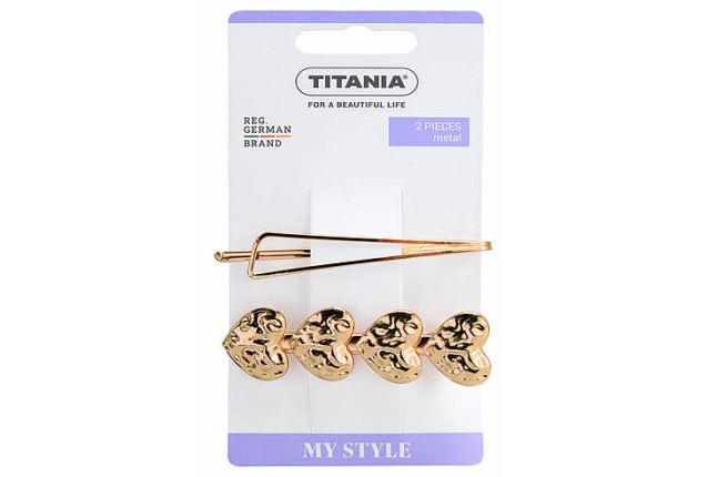 Hair Slides Metal Mix Heart Gold (2pcs) x 6