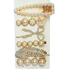 Hair Clips Metal Gold Pearls – 6 cm (2 pcs) x 6