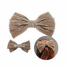 Barrette Clip with Big Bow – Brown Silver Metallic x 6