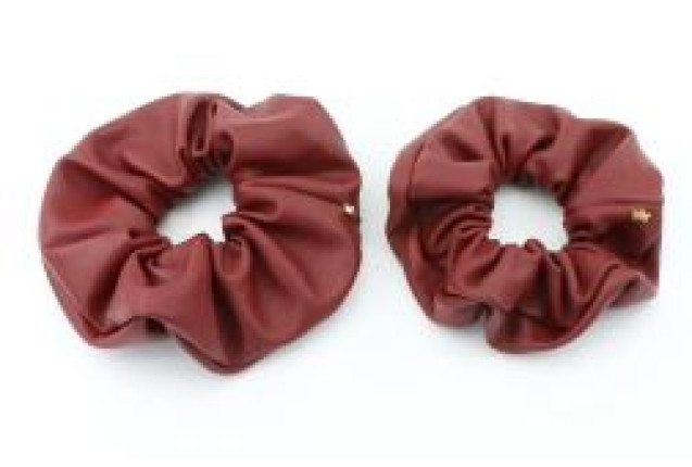 Titania Brown PU Leather Scrunchie – 1 PC x 6