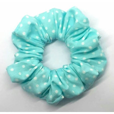 Chic Mint Green Scrunchie with White Dots x 6