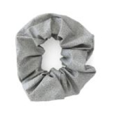 Chic Gray Scrunchie with White Dots x 6