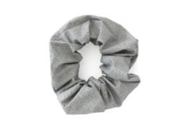 Chic Gray Scrunchie with White Dots x 6