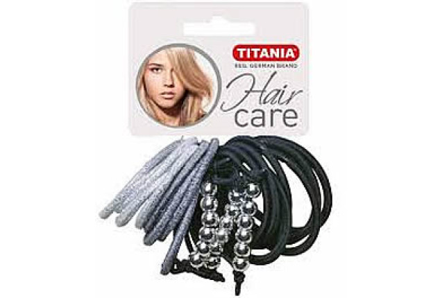 Titania Black Hair Elastics – "Flower/Balls" Design x 6