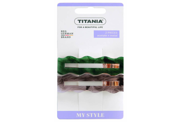 Hair Slides Acetate Marble – Green Gray x 6