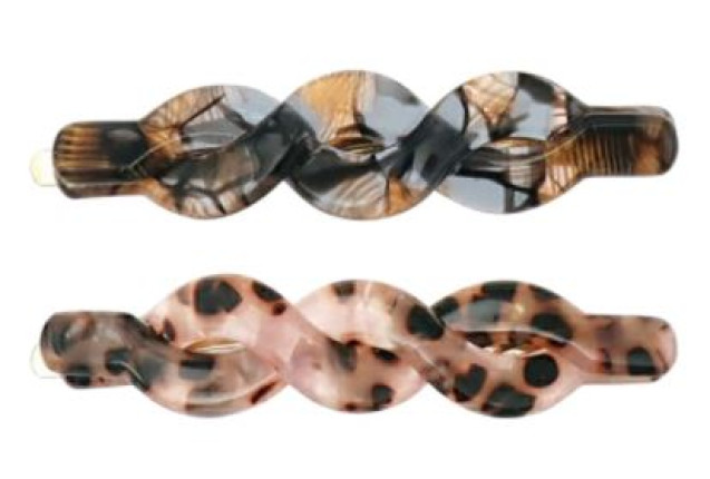 Hair Slides Acetate – Pink-Brown & Black-Brown x 6