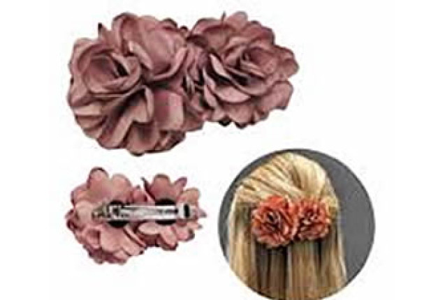 Barrette Clip Satin Flower – Rusty Rose Elegance x 6