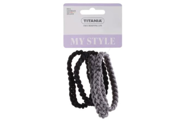 Elastics "BRAIDED" | 2 in silver, 2 in black | 4.5 cm Diameter (4 pcs.) x 6