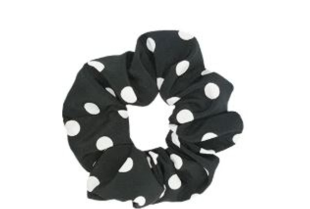 Titania Scrunchie Fabric White/Black Dotted – 1pc x 6