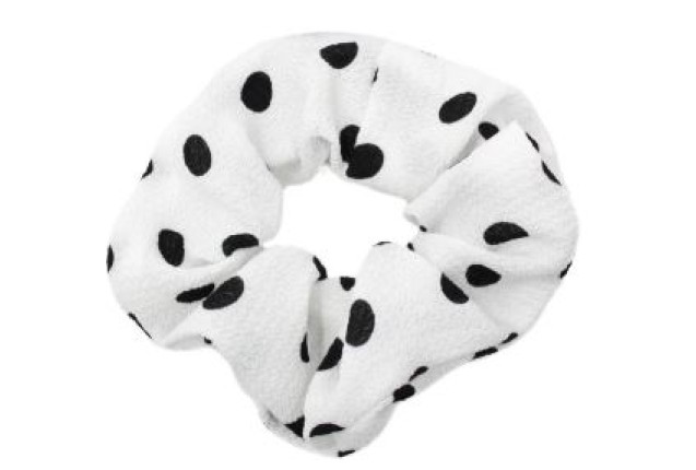 Titania Black & White Dotted Scrunchie x 6