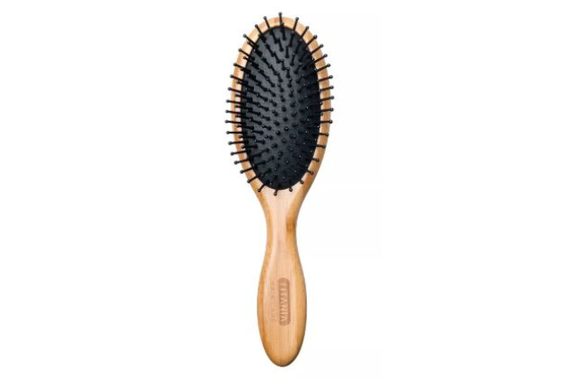 Universal Brush – Oval Bamboo Hairbrush with Plastic Pins (22 cm) x 12