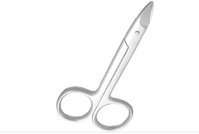 Toe nail scissors, approx. 10.5 cm, 4“, one-sided ridged cutting edges, high-grade steel, stainless x 24