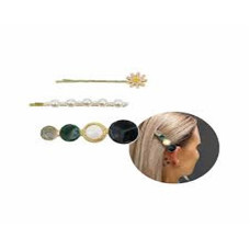 Elegant Hair Slides with Metal Pearls and Ornaments – 6cm (3 pcs) x 6