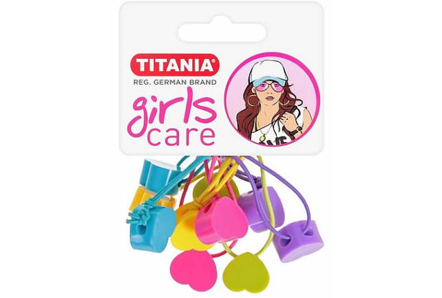 Twin Bead Ponytailer "Heart" – Colorful Hair Accessories for Girls x 6