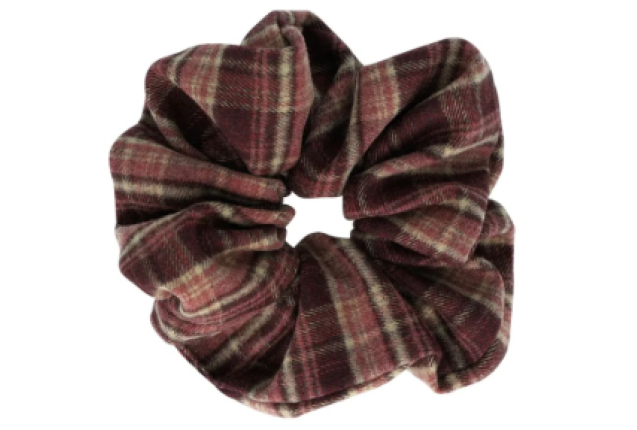 Scrunchie Flannel Aubergine Beige – Soft, Stylish 12 cm Hair Accessory x 6