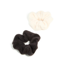 Scrunchies furry knit fabric, beige + br