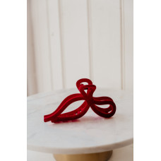 Claw clip with velvet bow, dark red, approx. 12 cm, on card x 6