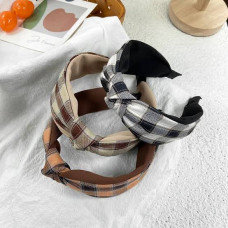 Hair ties checkered pattern, brown, 6 pc, thickness approx. 1 cm, on card x