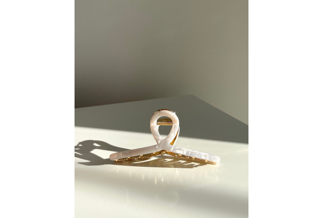 Claw clip loop glass stones, transparent copper, approx. 11 cm, on card x 6