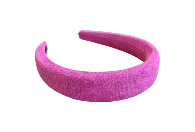 Headband, velvet padded, pink, approx. 3.5 cm, on card x 6