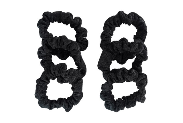 Mini scrunchies, natural, black, pattern, 6 pcs., approx. 6.5 cm, on card x 6