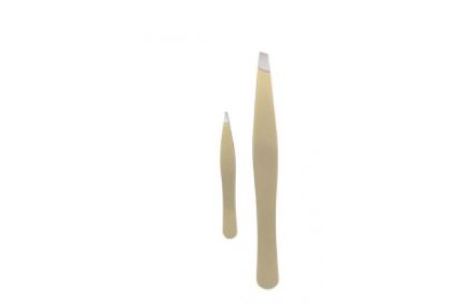 Tweezers Set – Gold Satin Finish for Precision Grooming x 24