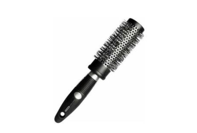 Round Brush with Nylon Bristles – Black/Silver (24.5 cm) x 12