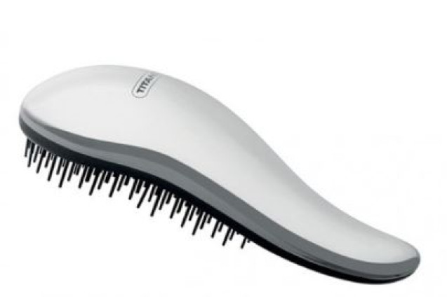 Titania Detangling Brush with Handle – Silver High Gloss Finish (18.5 cm) x 6