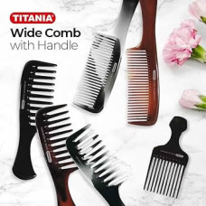 Handle Comb with Wide Teeth – Black &amp
