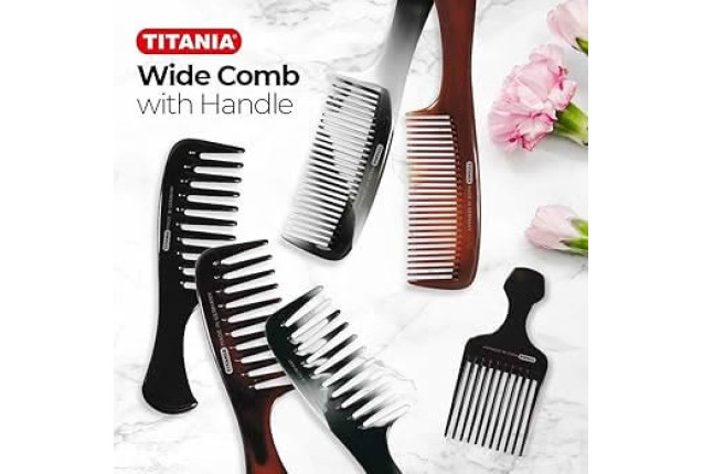 Handle Comb with Wide Teeth – Black & White (14.4 cm) x 24