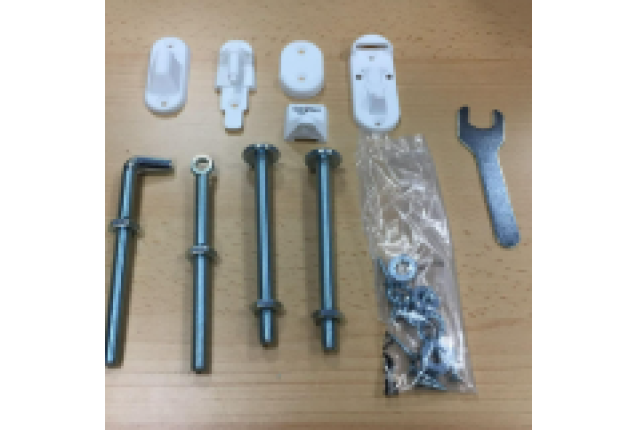 BabyDan Box of fittings No Trip metal, white w/logo, thick spind x 10