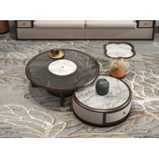 Glass Coffee Table + Porcelain Stoneware Coffee Table Set (MYDF-501-CJZH)