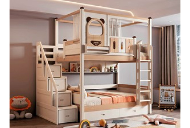 Stylish Twin-Over-Twin Bunk Bed (Model QCTB-US3032-ZMC-TG+GT-1.5-ETC)