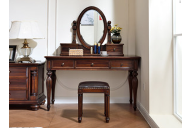 Vanity Table + Vanity Mirror + Vanity Stool Set (FLKS-K-802#-ZTZH)