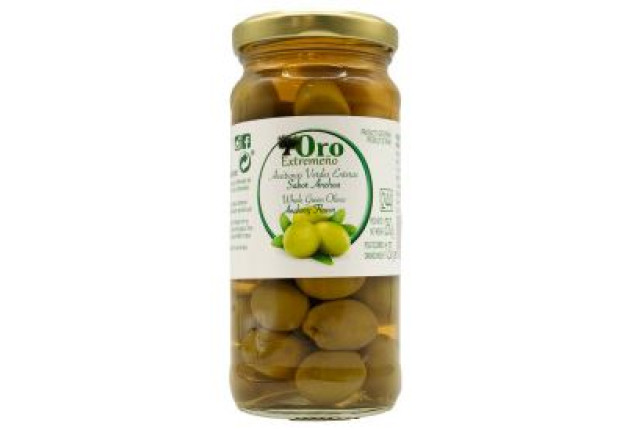 Oro Extremeño Whole Green Olives T-244 ML (250/120) S/A x 12