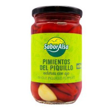 Whole Piquillo Pepper Garlic Jar 314 – Premium Roasted Spanish Delight x 12