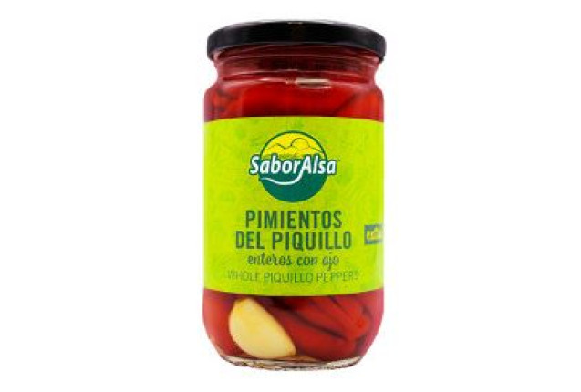 Whole Piquillo Pepper Garlic Jar 314 – Premium Roasted Spanish Delight x 12