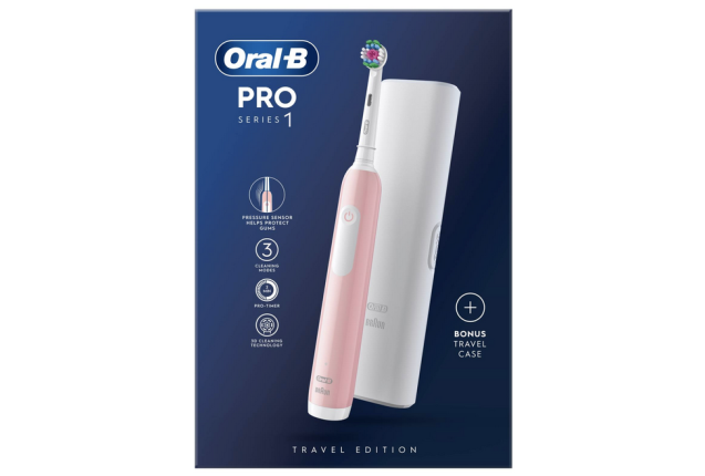 Oral-B Toothbrush Electric Pro 1 3D White Pink & Travel Case x 6