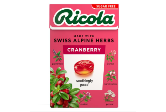 Ricola Swiss Herb Drops Sugar-Free Cranberry Box 45G x 20