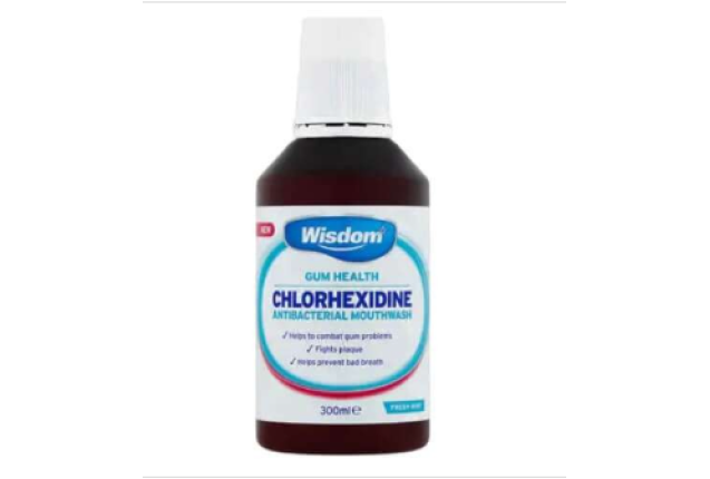 Wisdom Mouthwash Chlorhexidine Digluconate 0.2% Mint Contains Alcohol 300Ml x 6