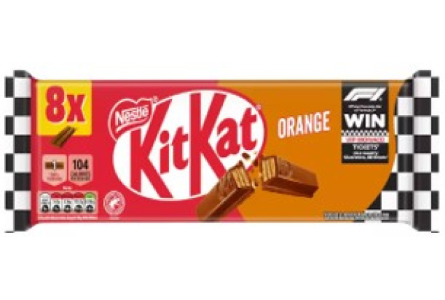 KitKat 2 Finger Orange Chocolate Biscuit Bar 8 Pack Multipack 165.6g x 20