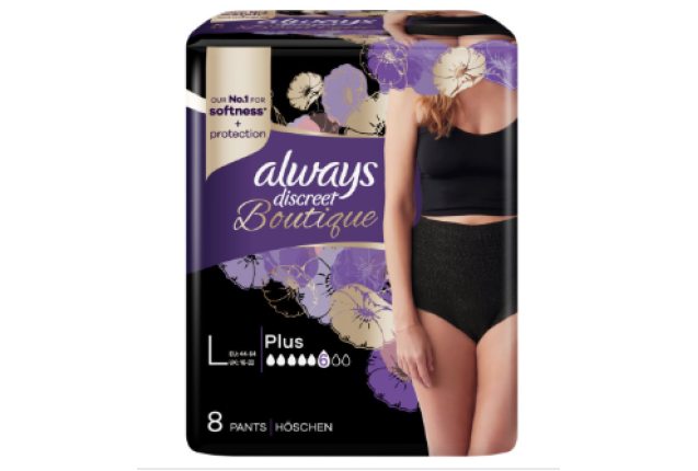 Always Incontinence Range Discreet Boutique Pants Plus Black Large 8 x 2