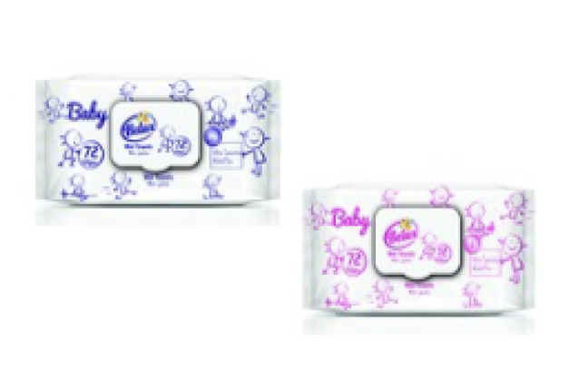 BELUX 72' BABY WET WIPES BLUE & PINK x 12