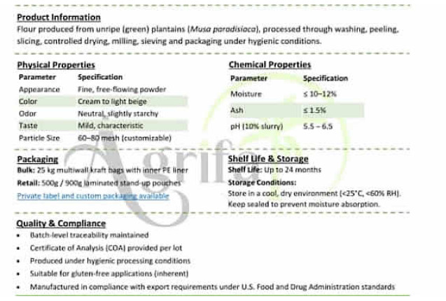 Agrifa Unripe Plantain Flour (500 g)